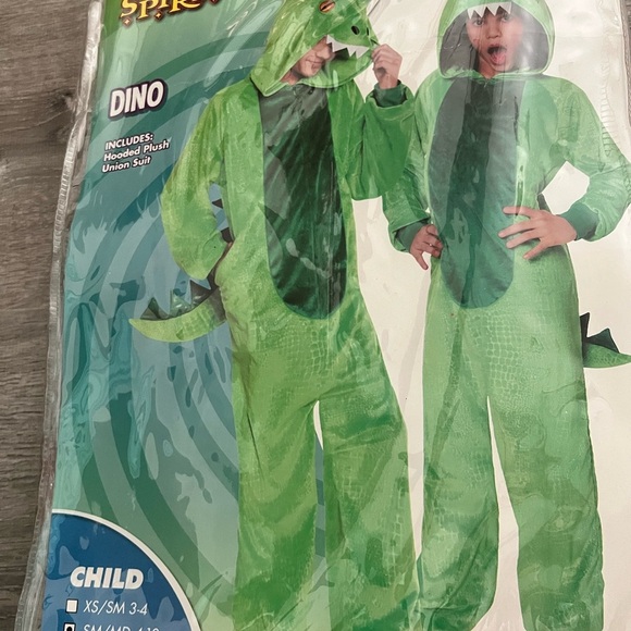 Spirit Halloween green Dino dinosaur costume child’s size sm/ md 4-10 - Picture 1 of 2